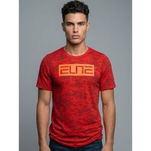 Nike Elite Mens Medium M Red Black Digi Dot Camo Athletic Cut Dri Fit T Shirt